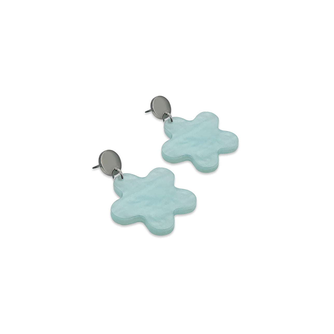 Flower Earrings - Baby Blue Pearl