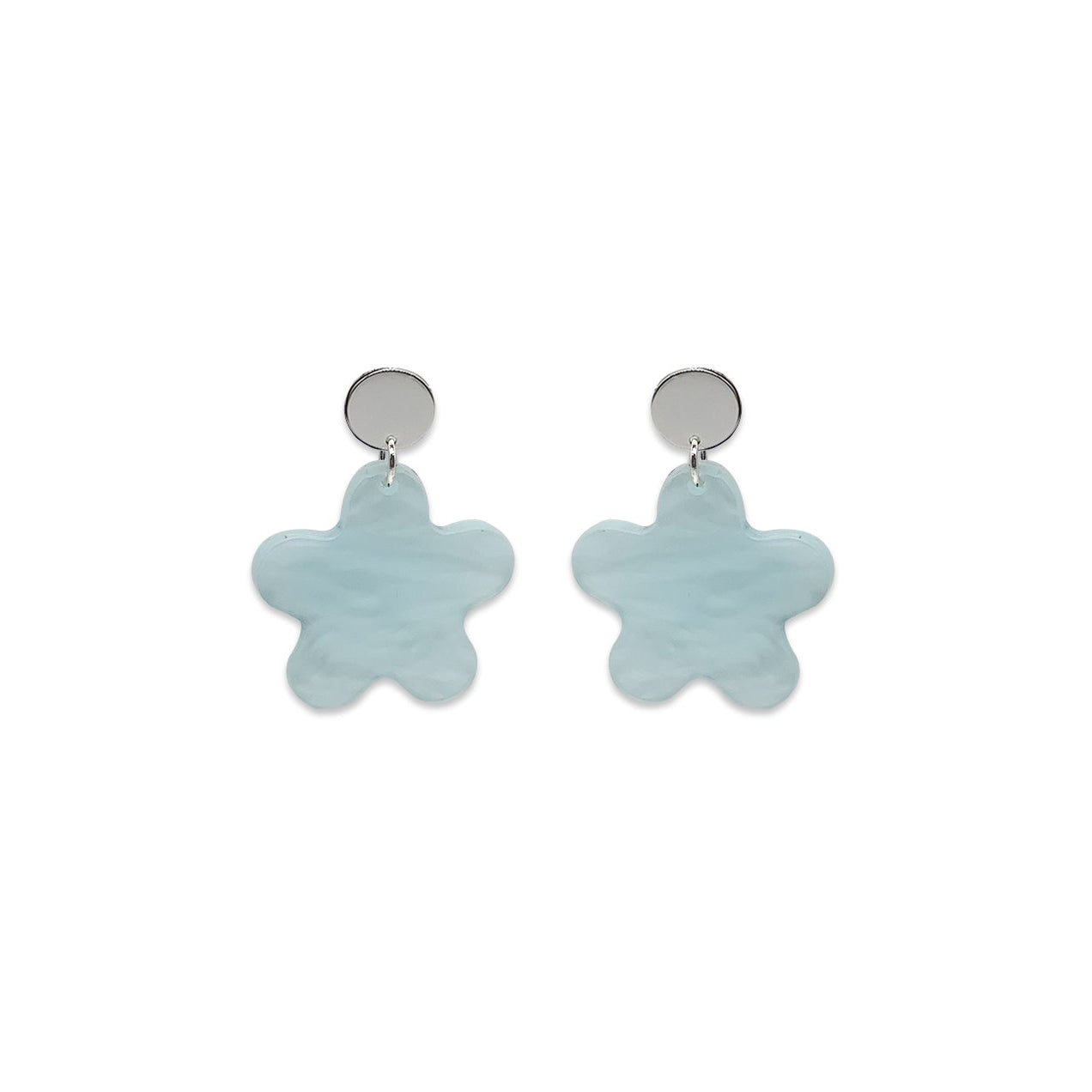 Flower Earrings - Baby Blue Pearl