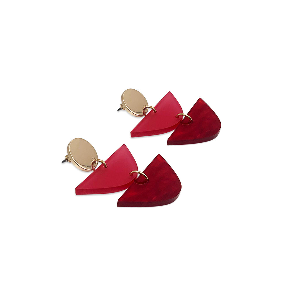 Equinox Drop Earrings - Cherry Red & Raspberry