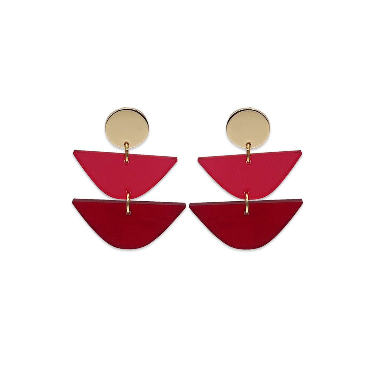 Equinox Drop Earrings - Cherry Red & Raspberry