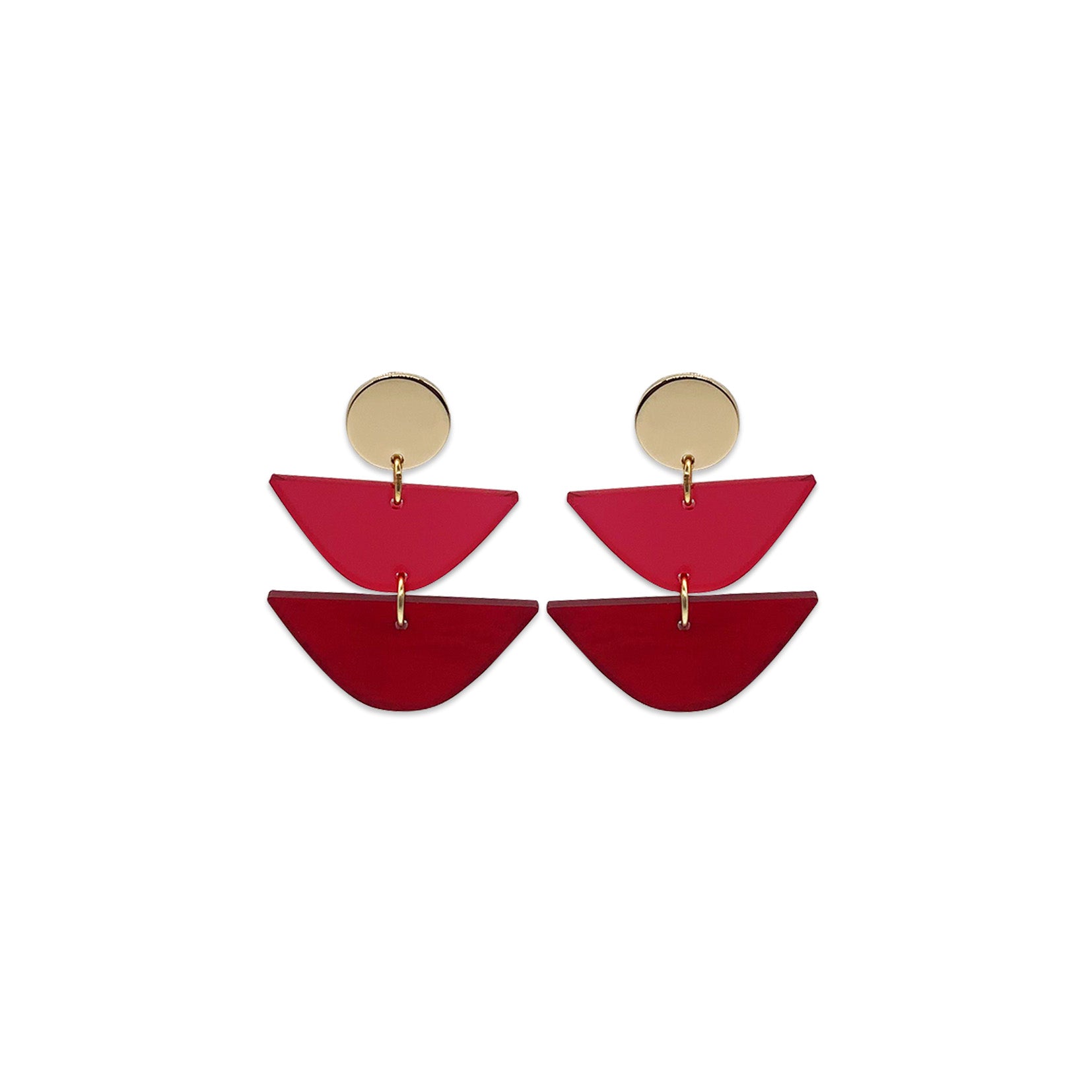 Equinox Drop Earrings - Cherry Red & Raspberry