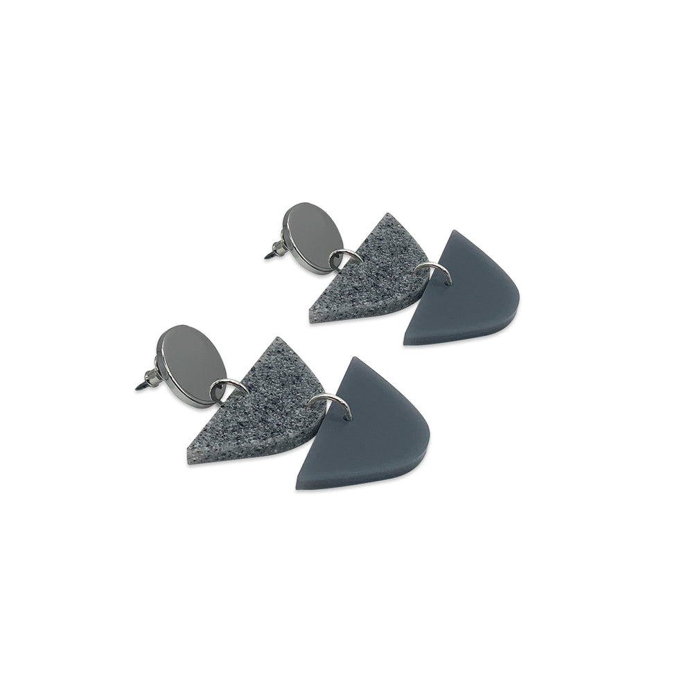 Equinox Drop Earrings - Royal Silver & Grey Stone