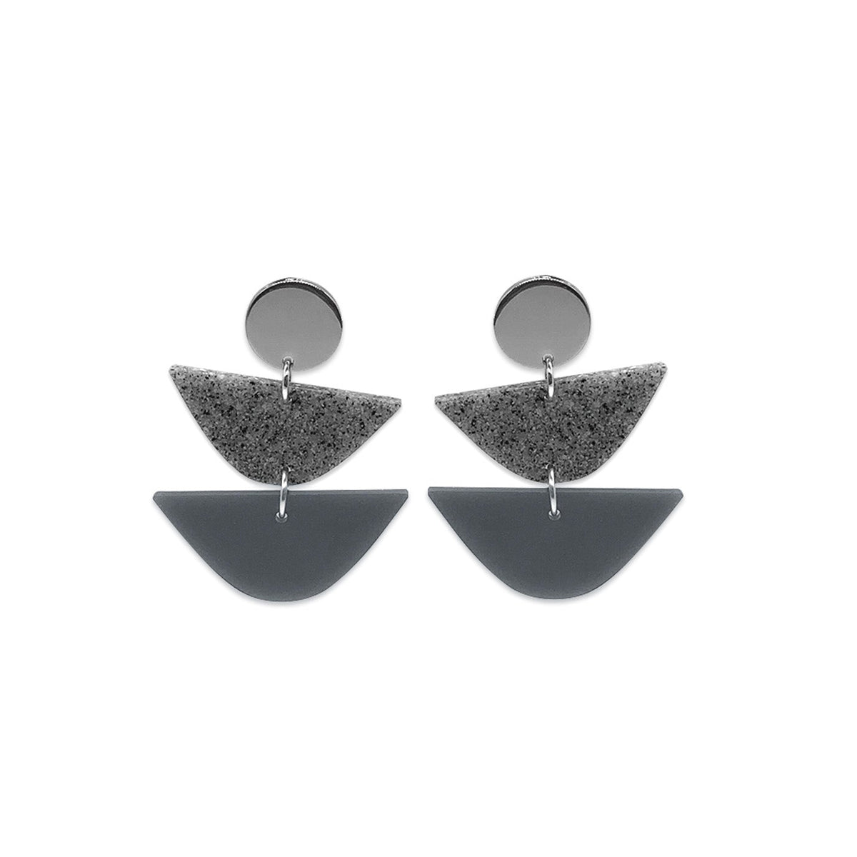 Equinox Drop Earrings - Royal Silver & Grey Stone