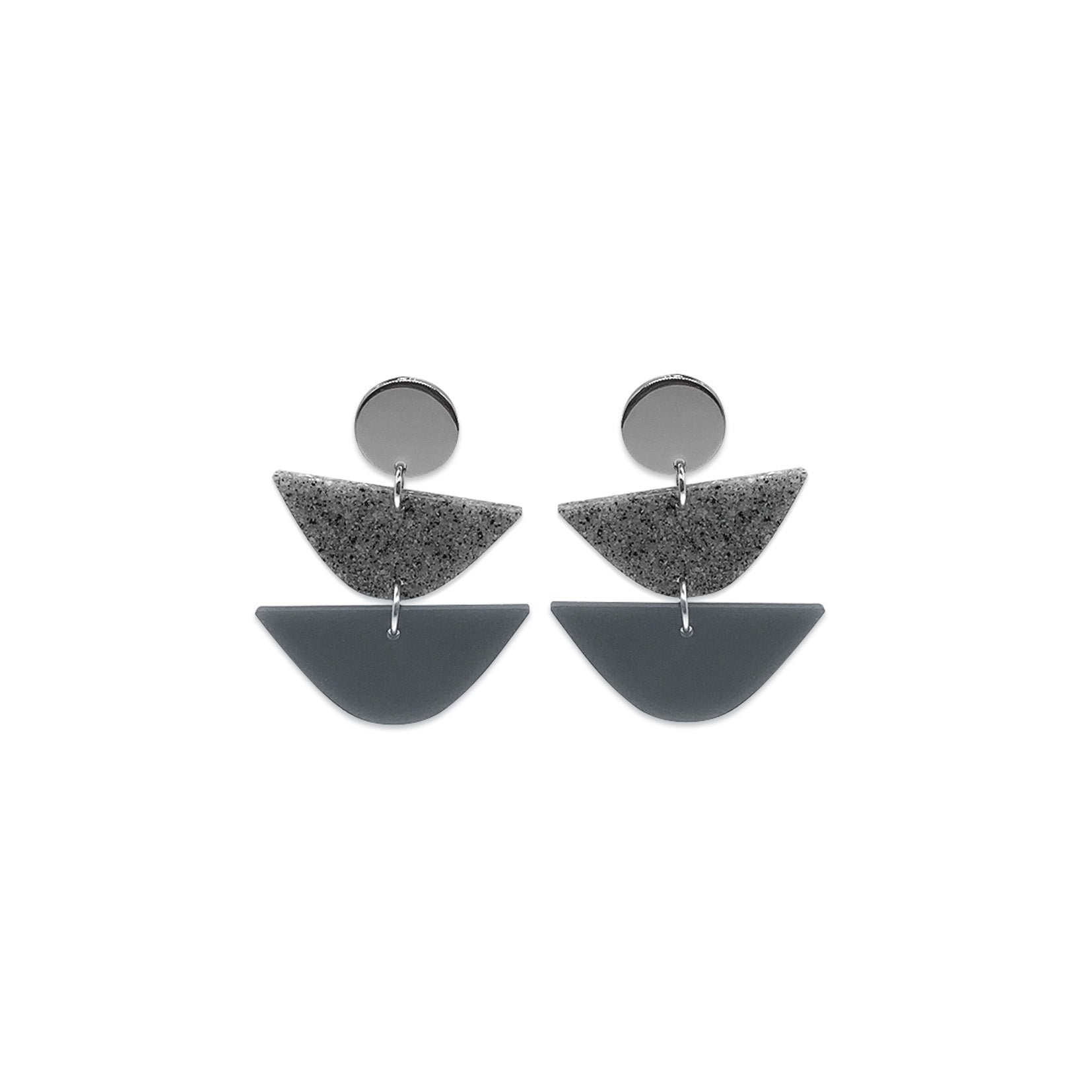 Equinox Drop Earrings - Royal Silver & Grey Stone