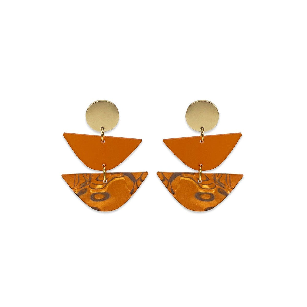 Equinox Drop Earrings - Burnt Orange & Tiger Shell