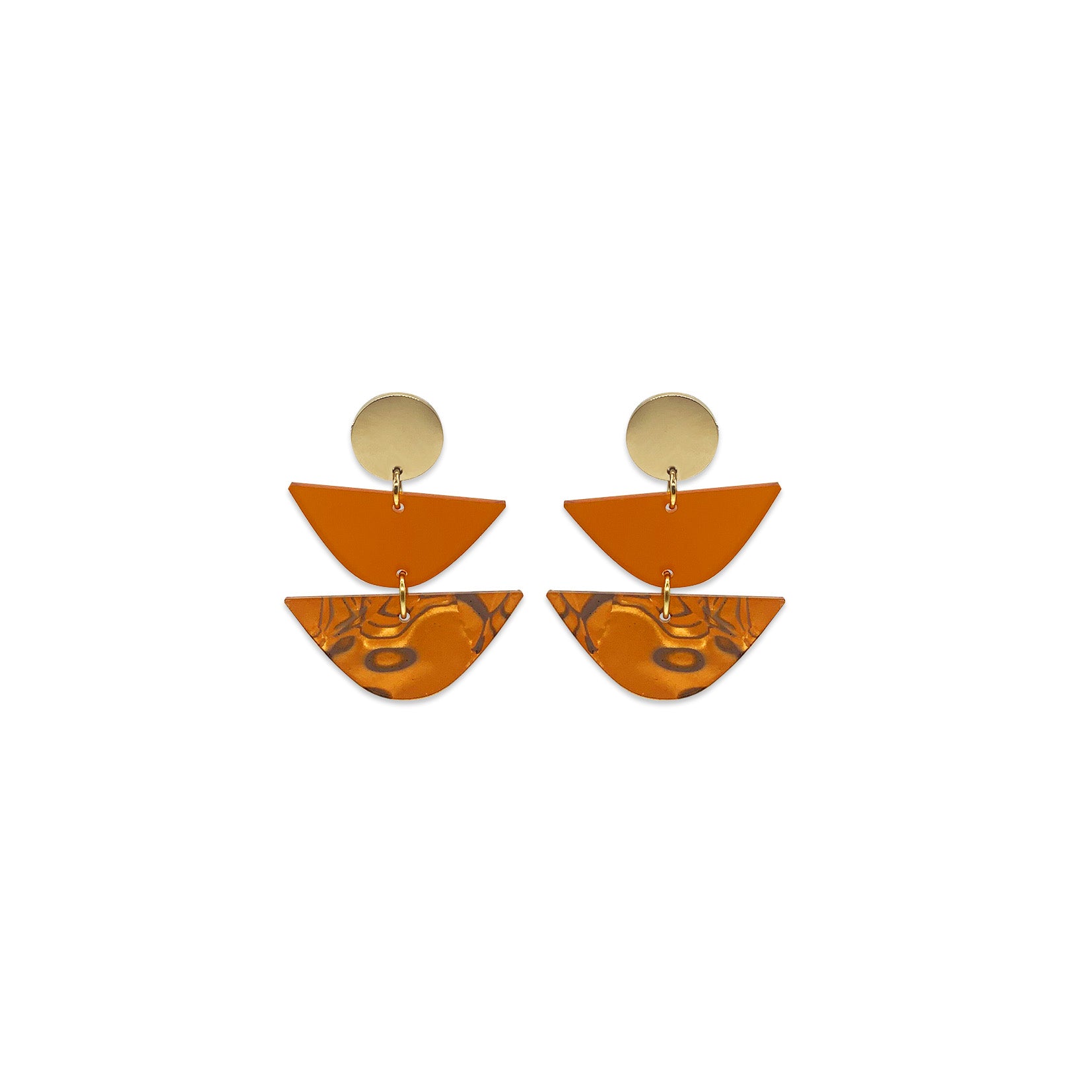 Equinox Drop Earrings - Burnt Orange & Tiger Shell