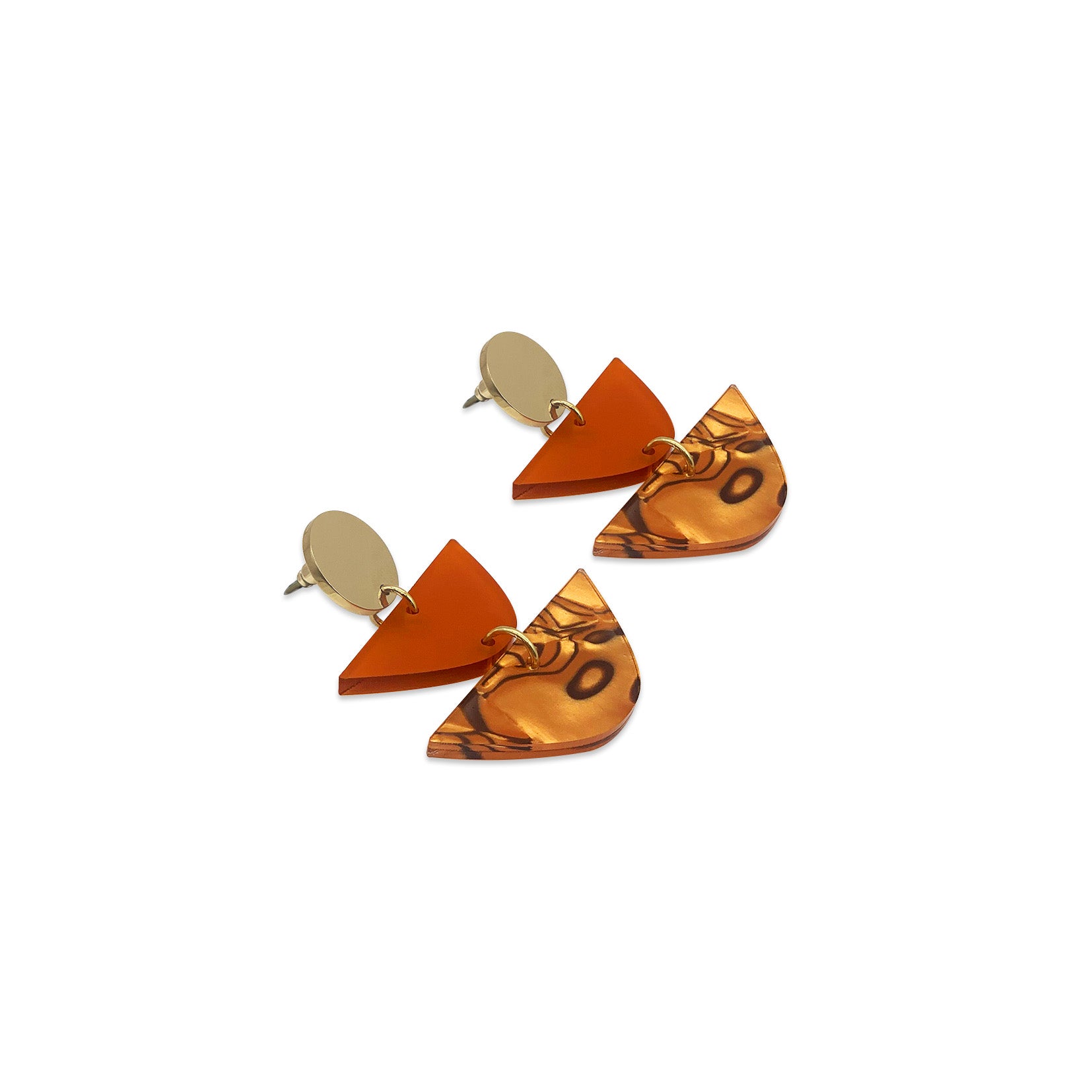 Equinox Drop Earrings - Burnt Orange & Tiger Shell