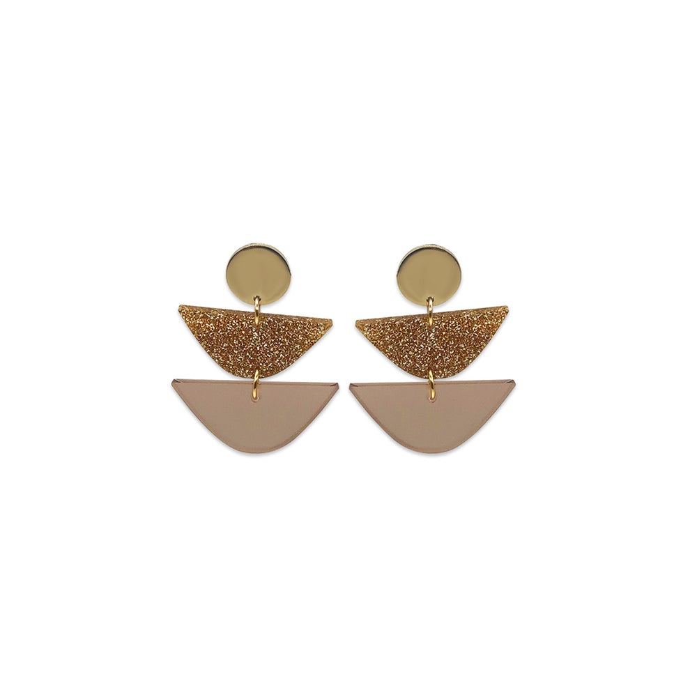Equinox Drop Earrings - Champagne & Gold Glitter