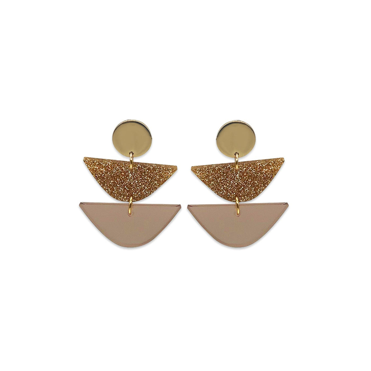 Equinox Drop Earrings - Champagne & Gold Glitter