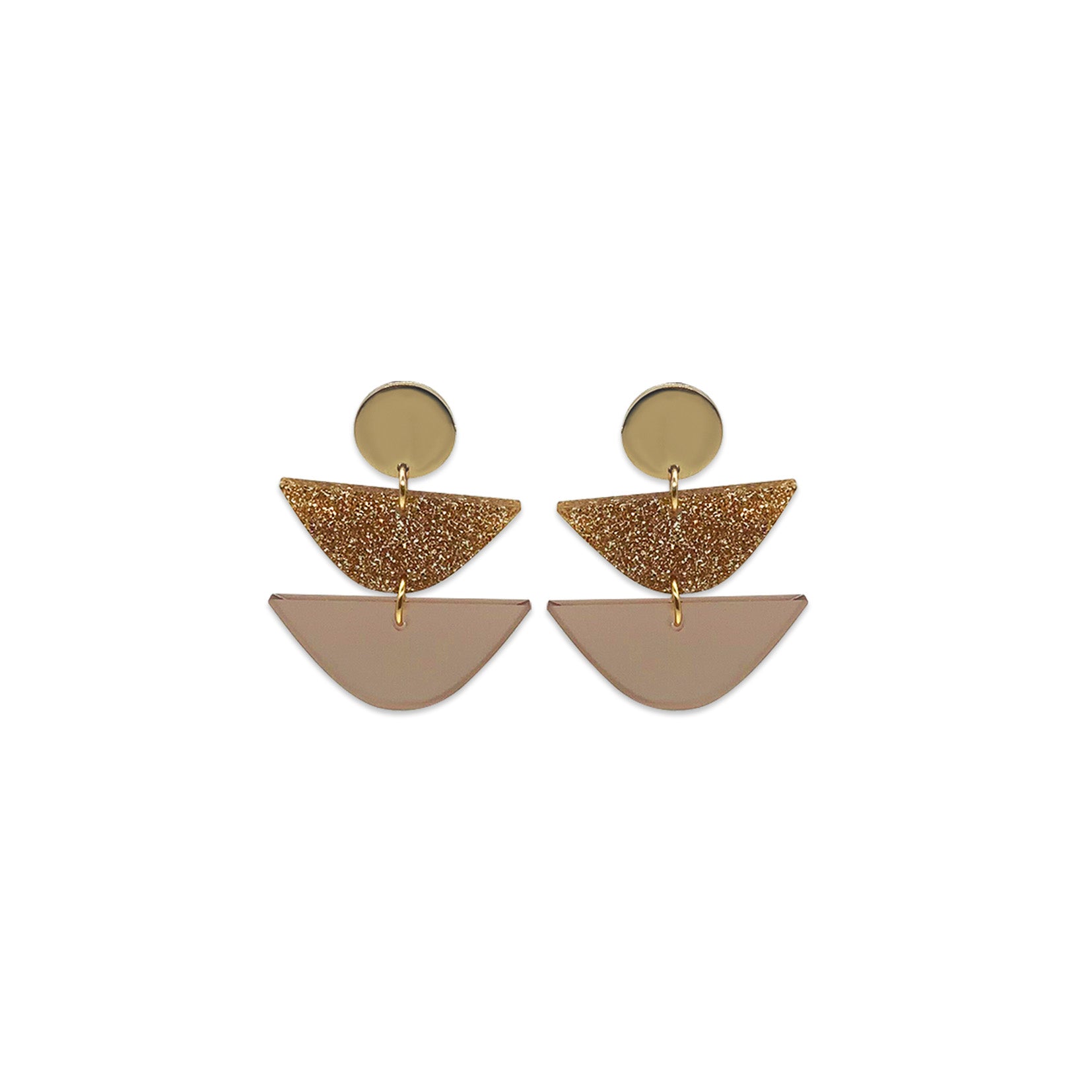 Equinox Drop Earrings - Champagne & Gold Glitter