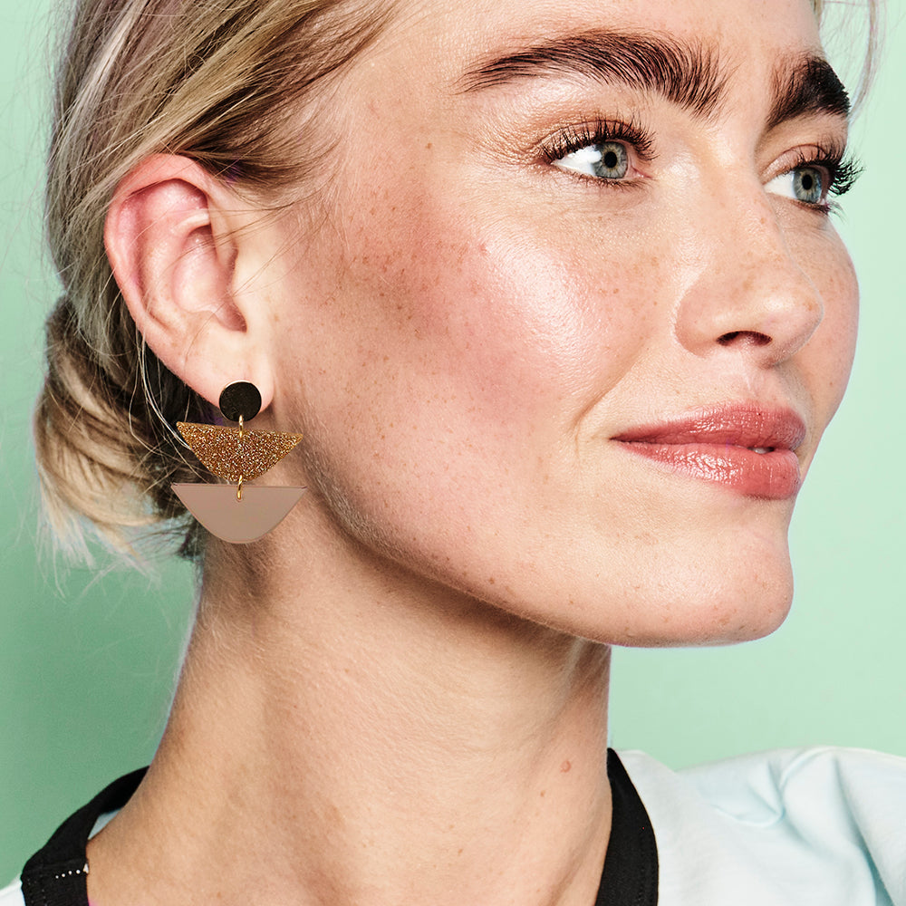 Equinox Drop Earrings - Champagne & Gold Glitter