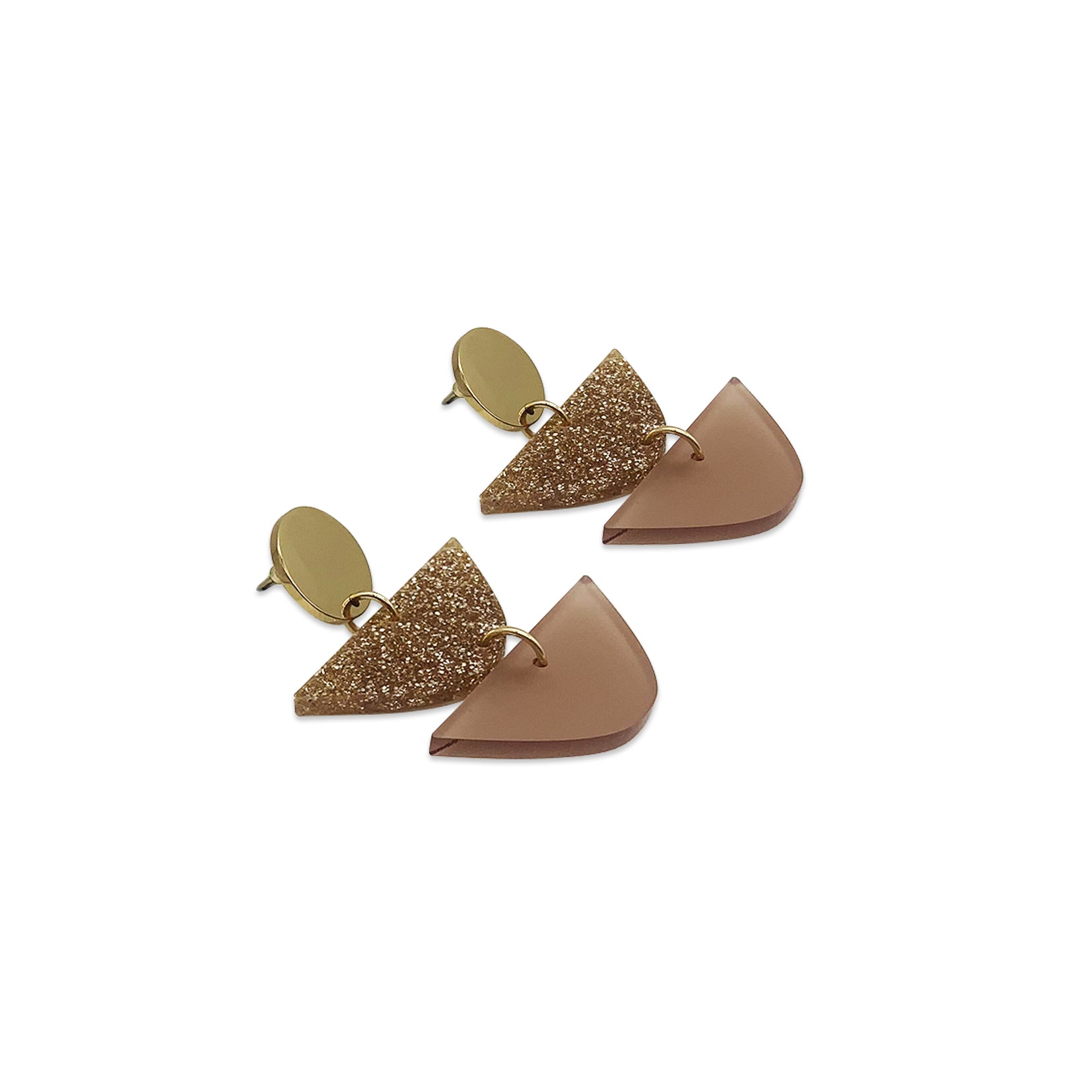 Equinox Drop Earrings - Champagne & Gold Glitter