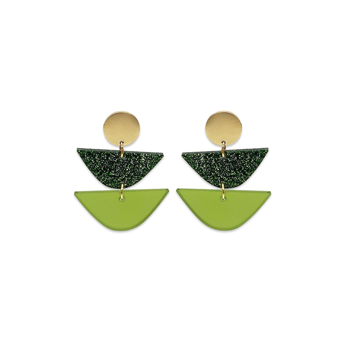 Equinox Drop Earrings - Lime Zest & Green Glitter