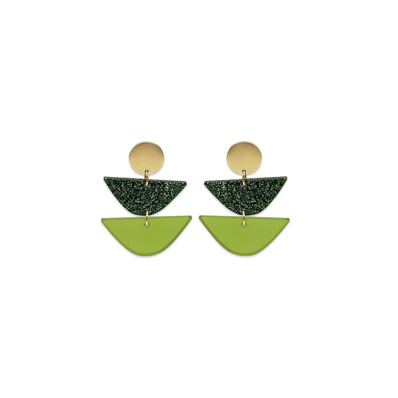 Equinox Drop Earrings - Lime Zest & Green Glitter