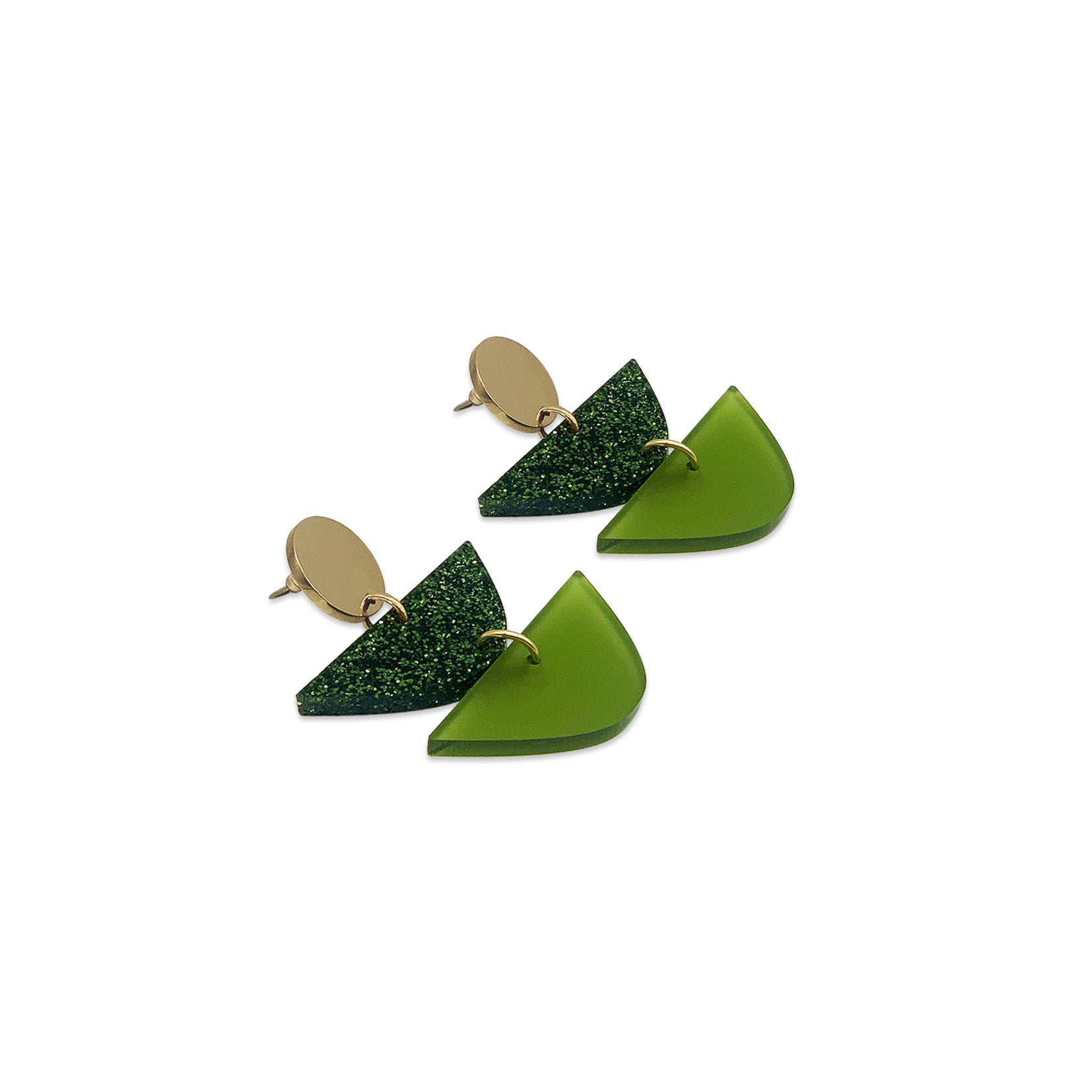 Equinox Drop Earrings - Lime Zest & Green Glitter