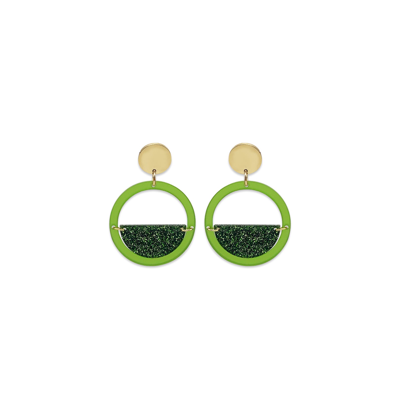 Glitter Globe Earrings - Lime Zest & Green Glitter