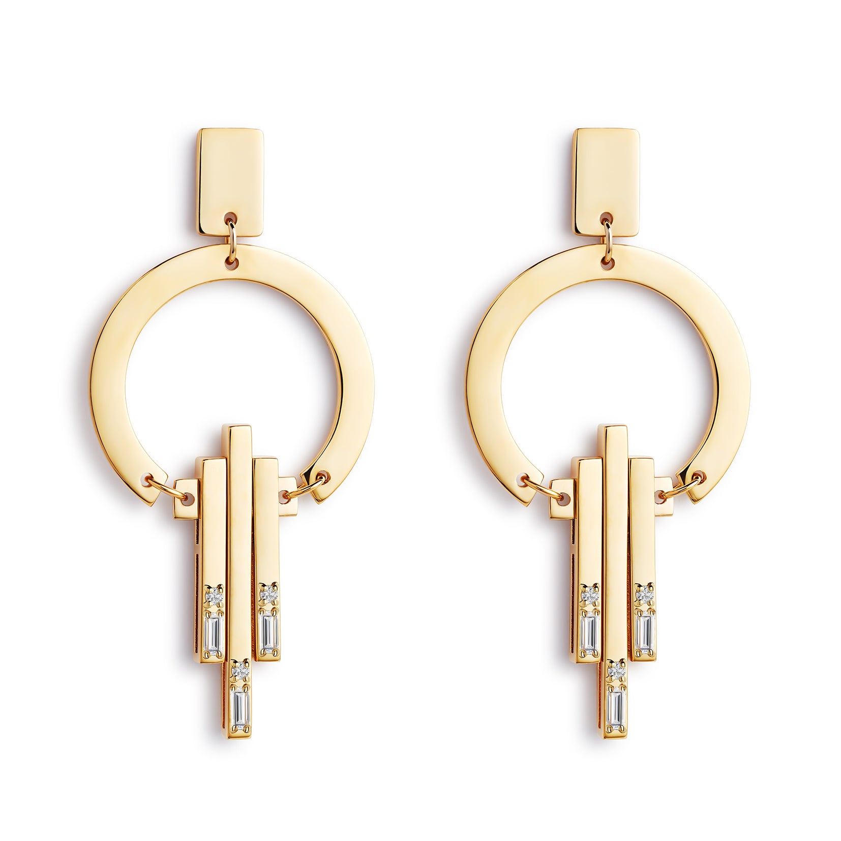 Petite Art Deco Chandelier Earrings - Gold Vermeil & Cubic Zirconia