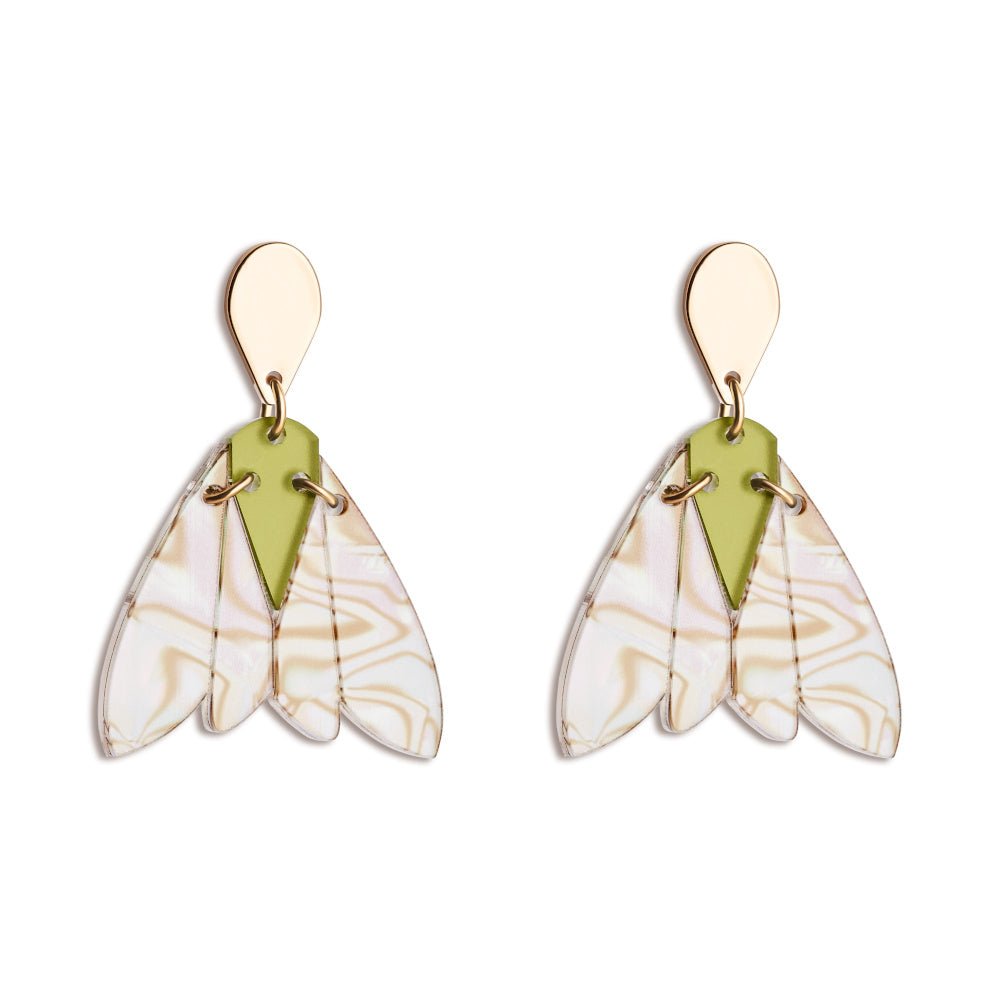 Gossamer Drop Earrings - Shell & Lime Zest