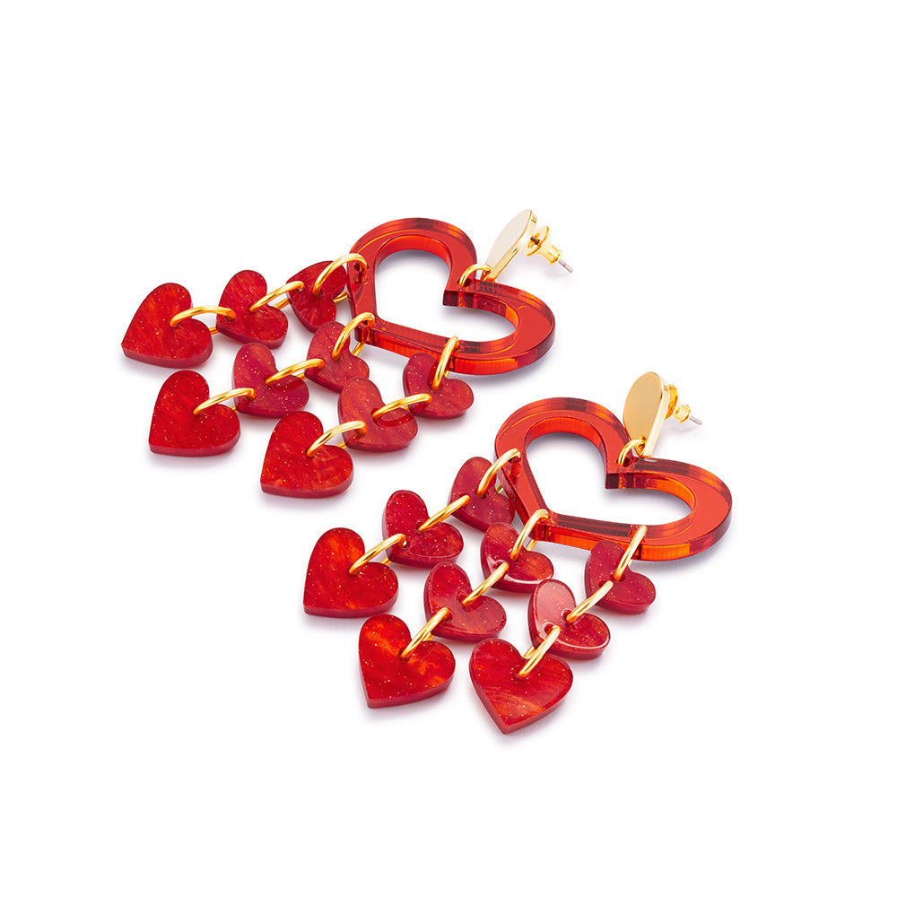 Heart Chandeliers - Sienna Red