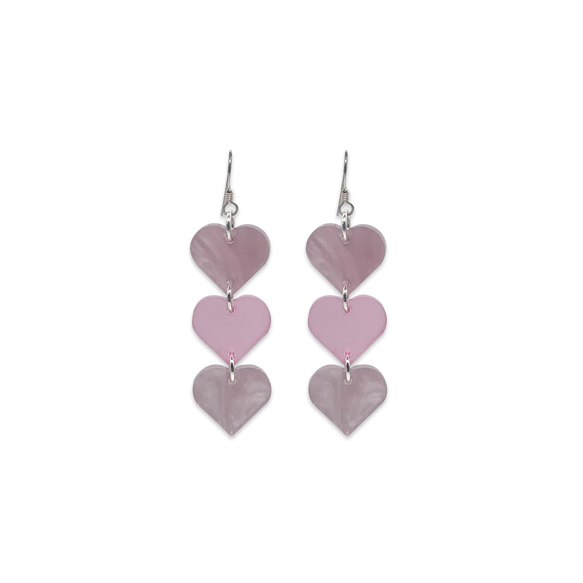 Heart Drop Earrings - Mauve Pearl & Heather