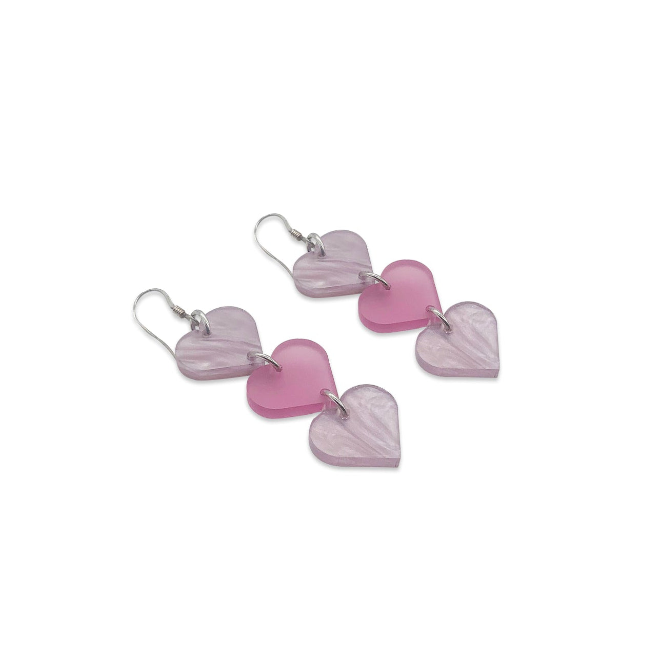 Heart Drop Earrings - Mauve Pearl & Heather