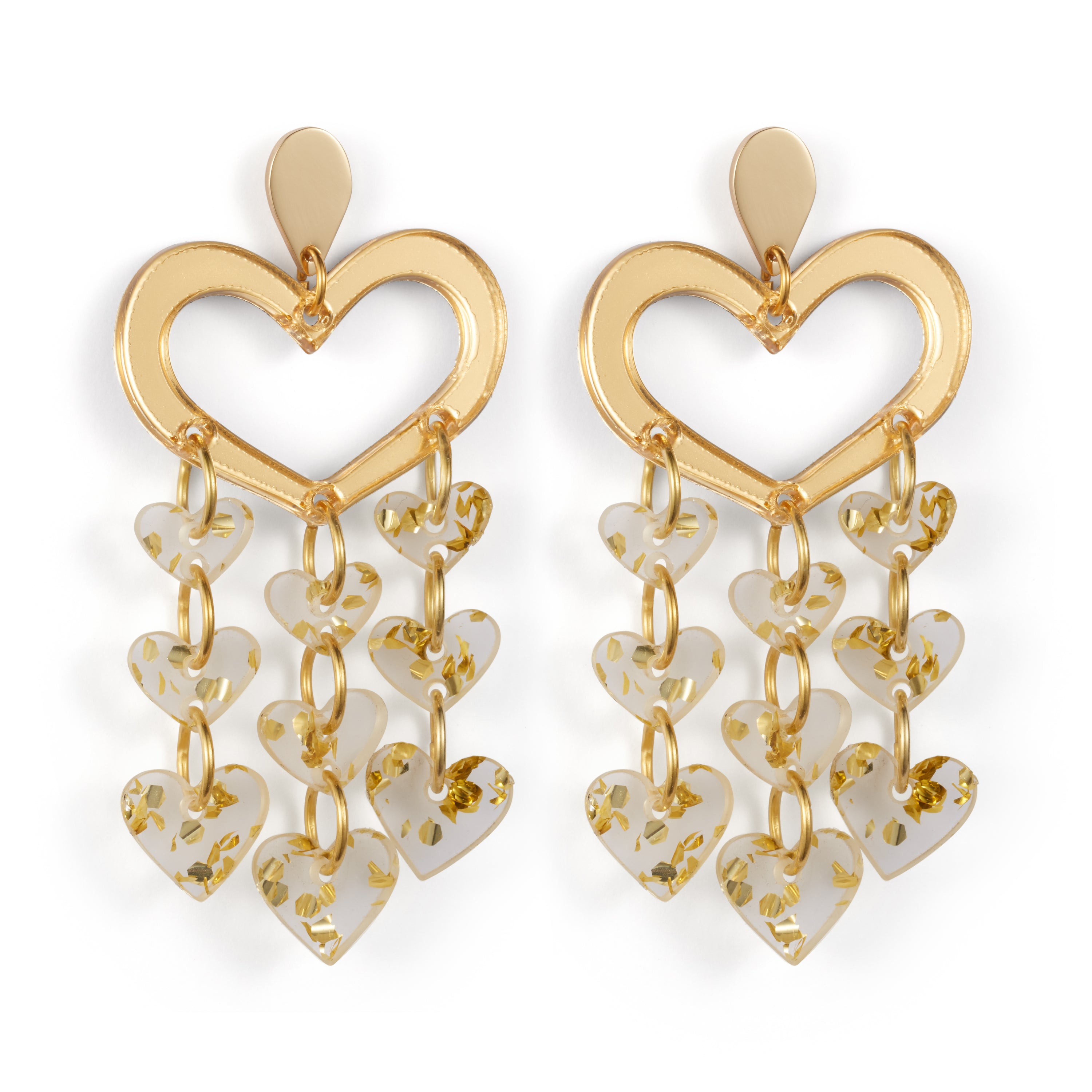 Heart Chandeliers - Gold Mirror & Gold Fleck