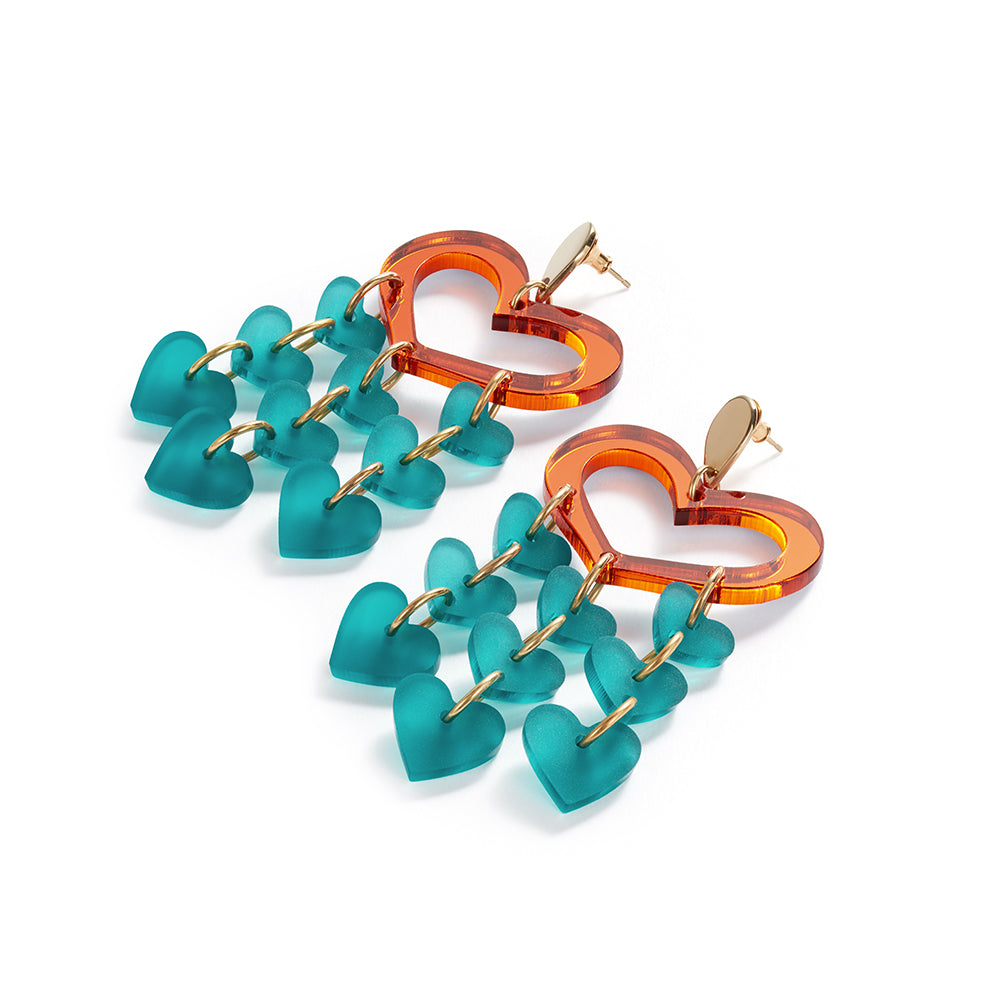 Heart Chandeliers - Orange & Azure