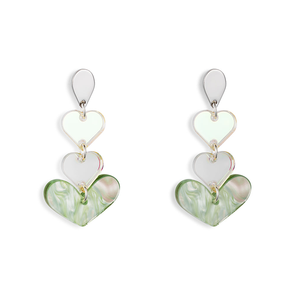 Heart Drop Earrings - Regent Green