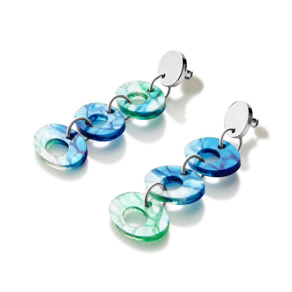 Hepworth Drop Earrings - Blue & Green Lava