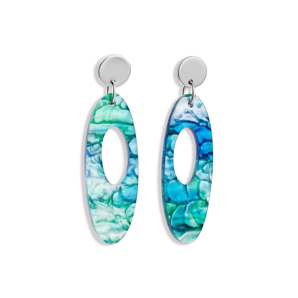 Hepworth Earrings - Blue & Green Lava