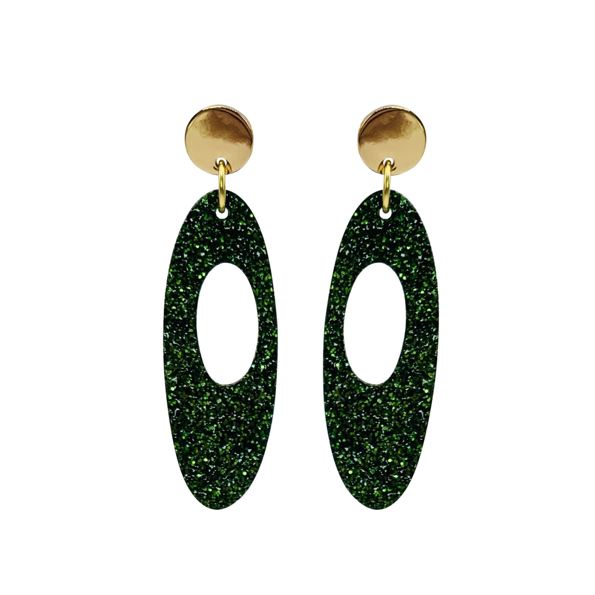 Hepworth Earrings - Forest Green Glitter