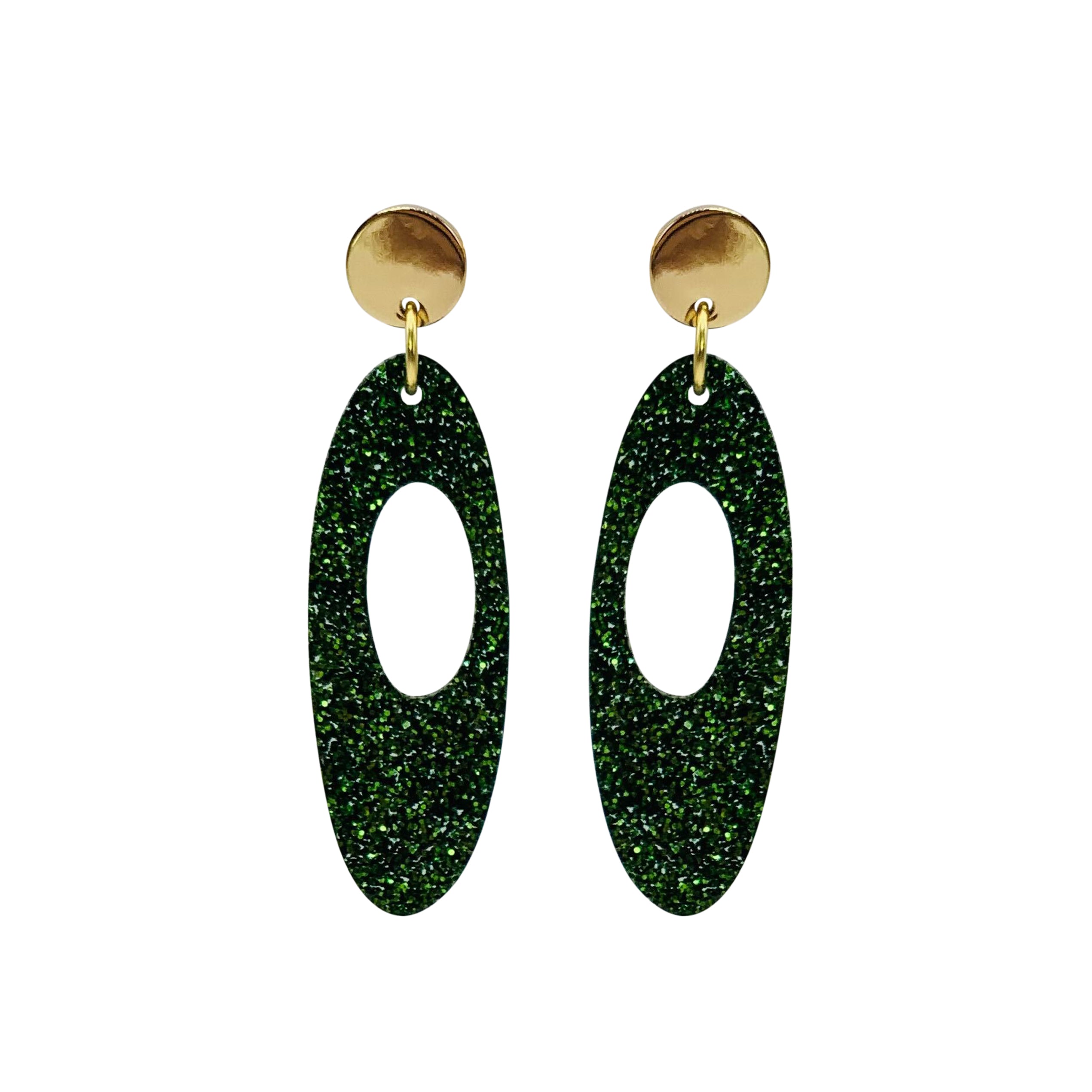 Hepworth Earrings - Forest Green Glitter