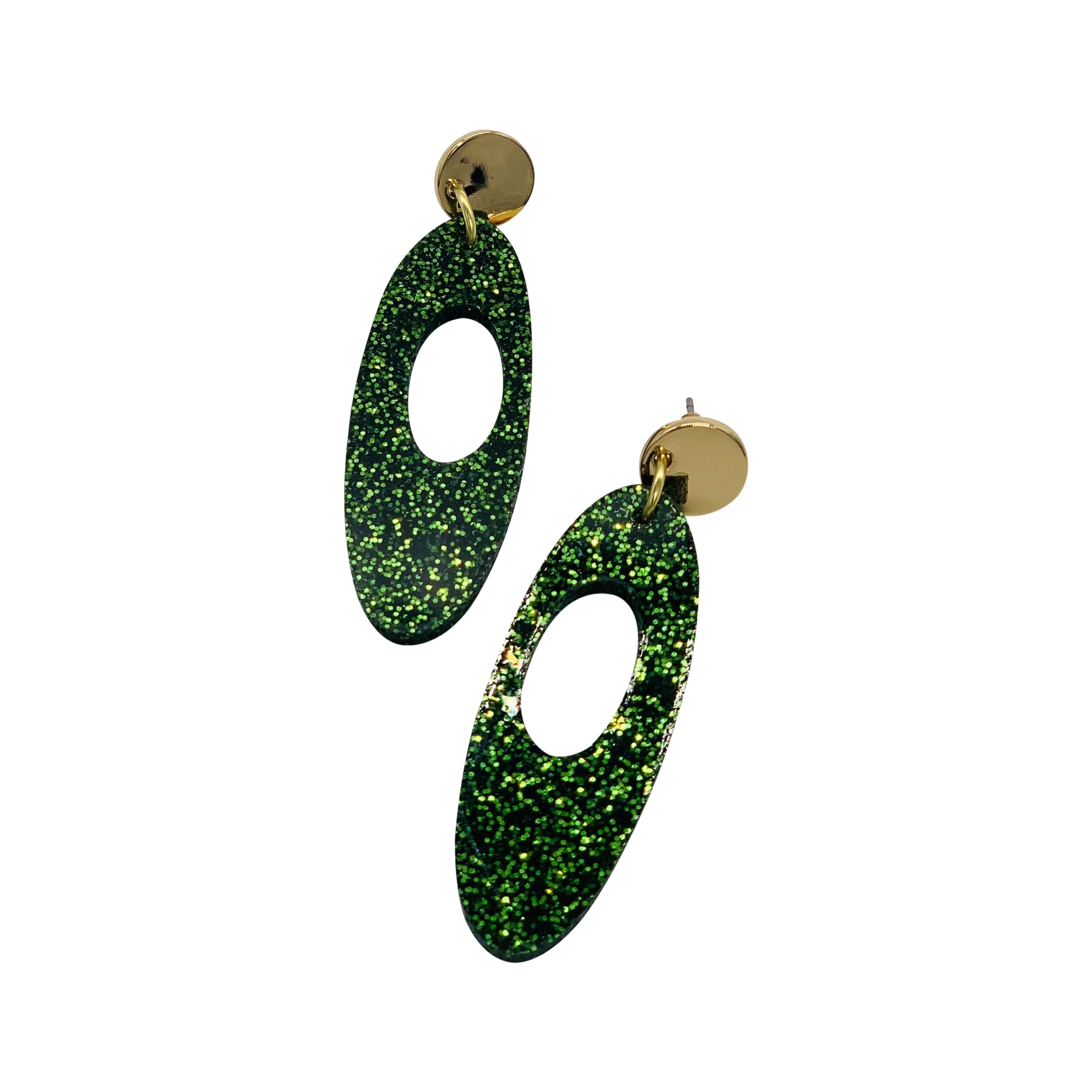 Hepworth Earrings - Forest Green Glitter