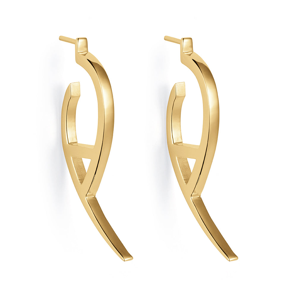 Flick Art Deco Earrings in Gold Vermeil – Toolally