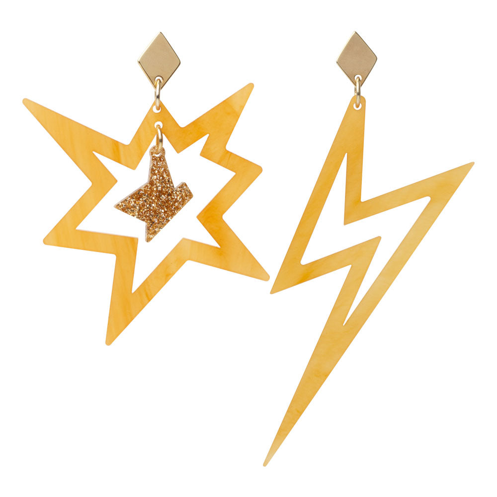 Ker-Pow Earrings - Mica & Gold Glitter