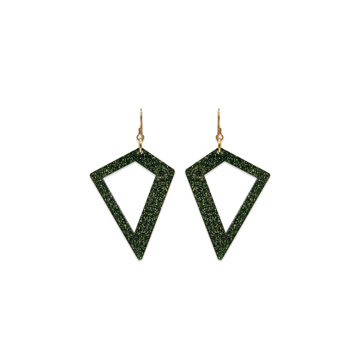 Kite Earrings - Green Glitter