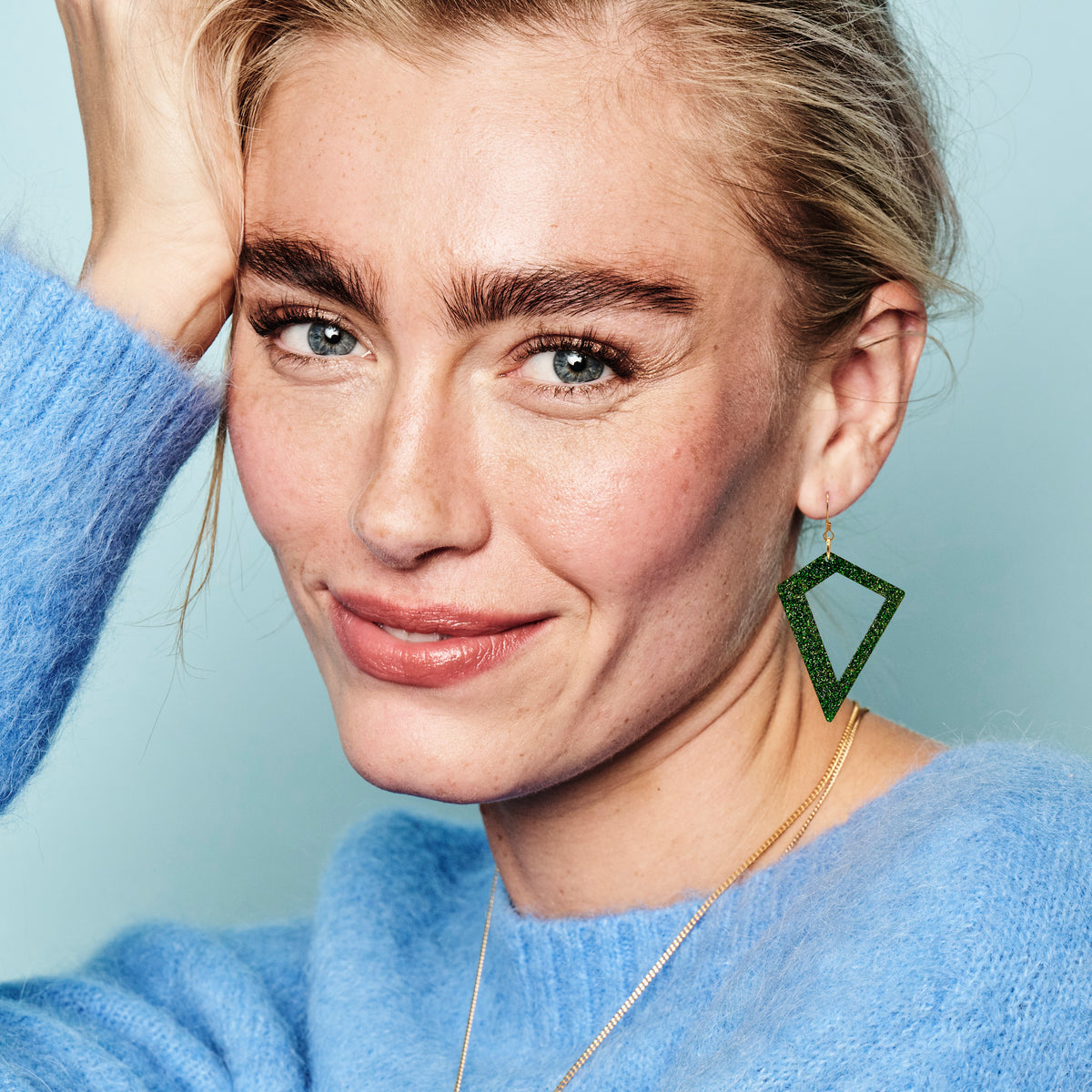 Kite Earrings - Green Glitter