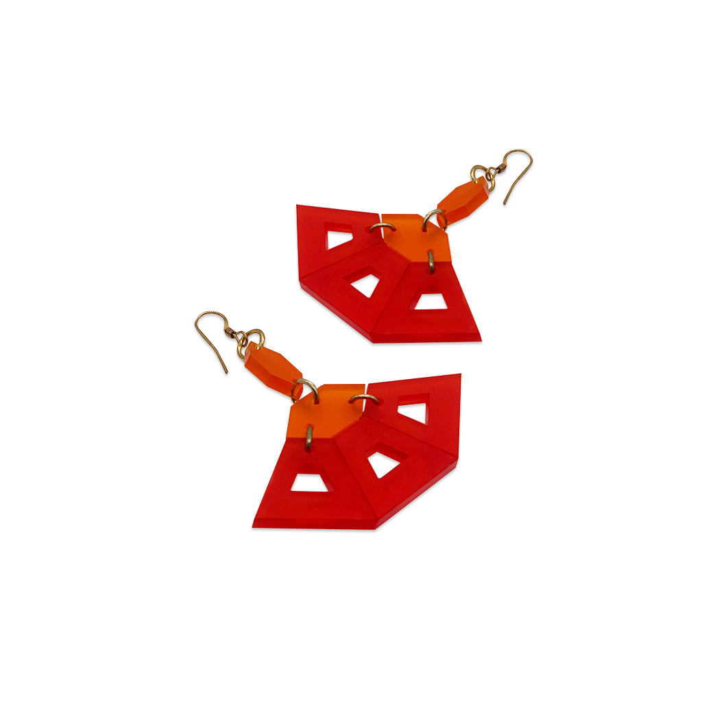 Flamenco Earrings - Chilli Red & Mandarin