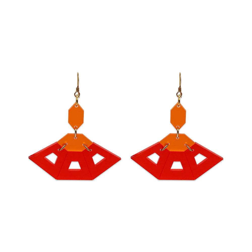 Flamenco Earrings - Chilli Red & Mandarin
