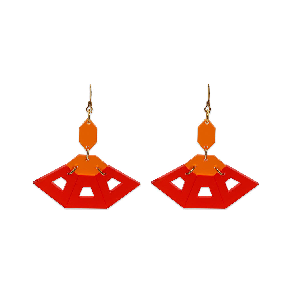 Flamenco Earrings - Chilli Red & Mandarin