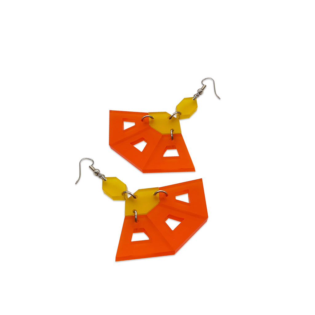 Flamenco Earrings - Mandarin & Yellow