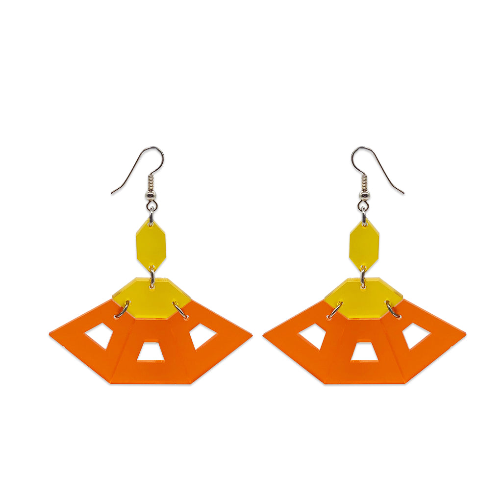 Flamenco Earrings - Mandarin & Yellow