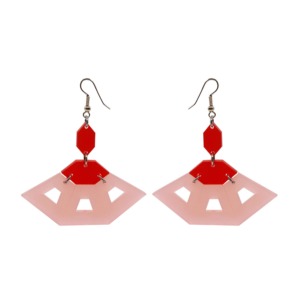 Flamenco Earrings - Blush Pink & Chilli Red