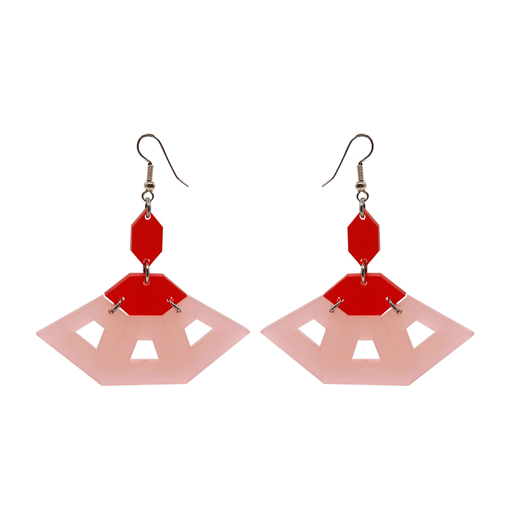 Flamenco Earrings - Blush Pink & Chilli Red