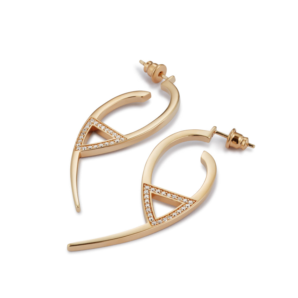 Flick Earrings Large - Gold Vermeil & Cubic Zirconia