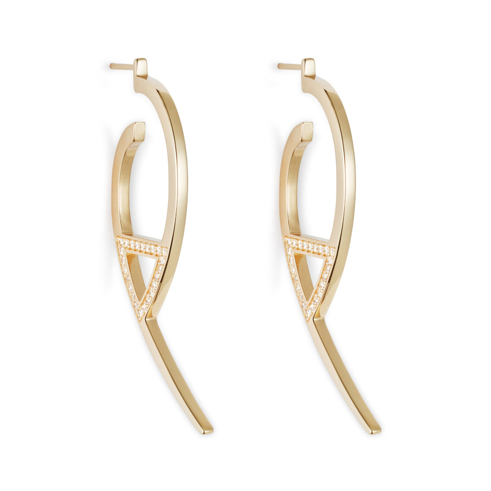 Flick Earrings Large - Gold Vermeil & Cubic Zirconia