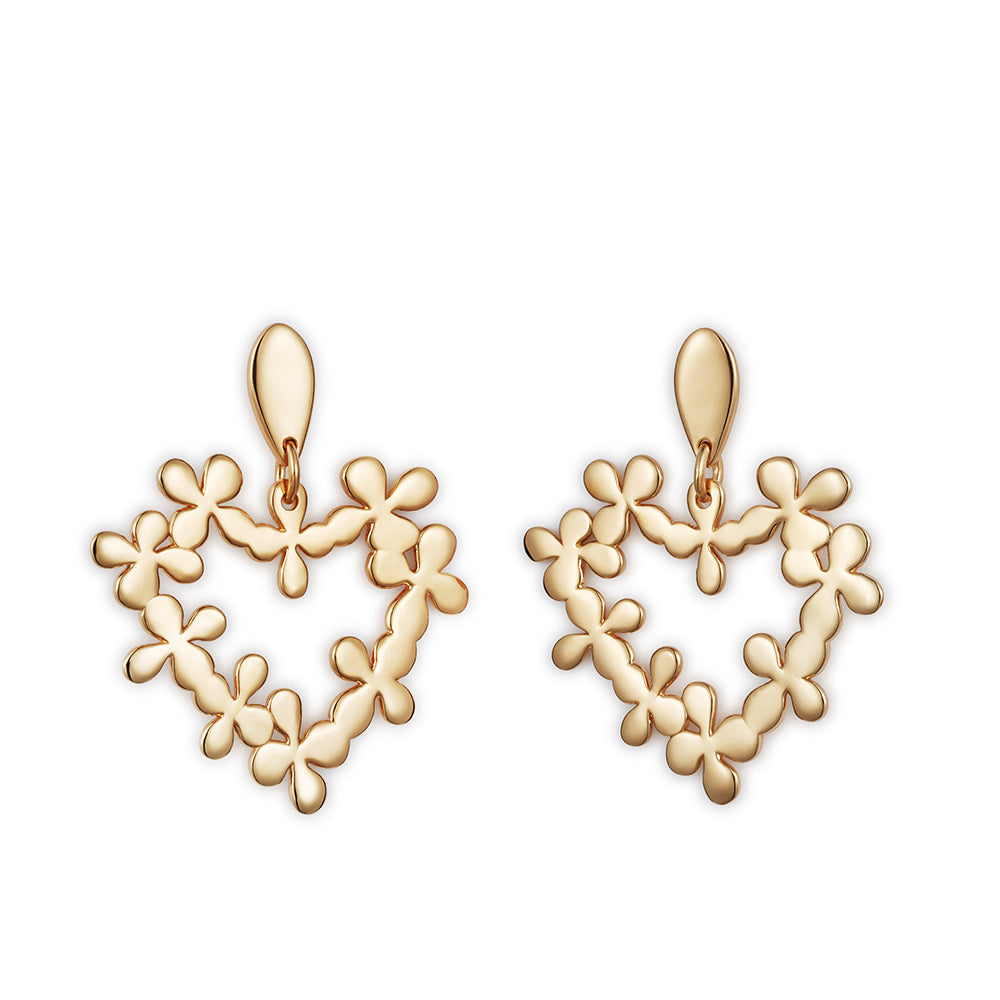 Hearts In Flowers - Gold Vermeil
