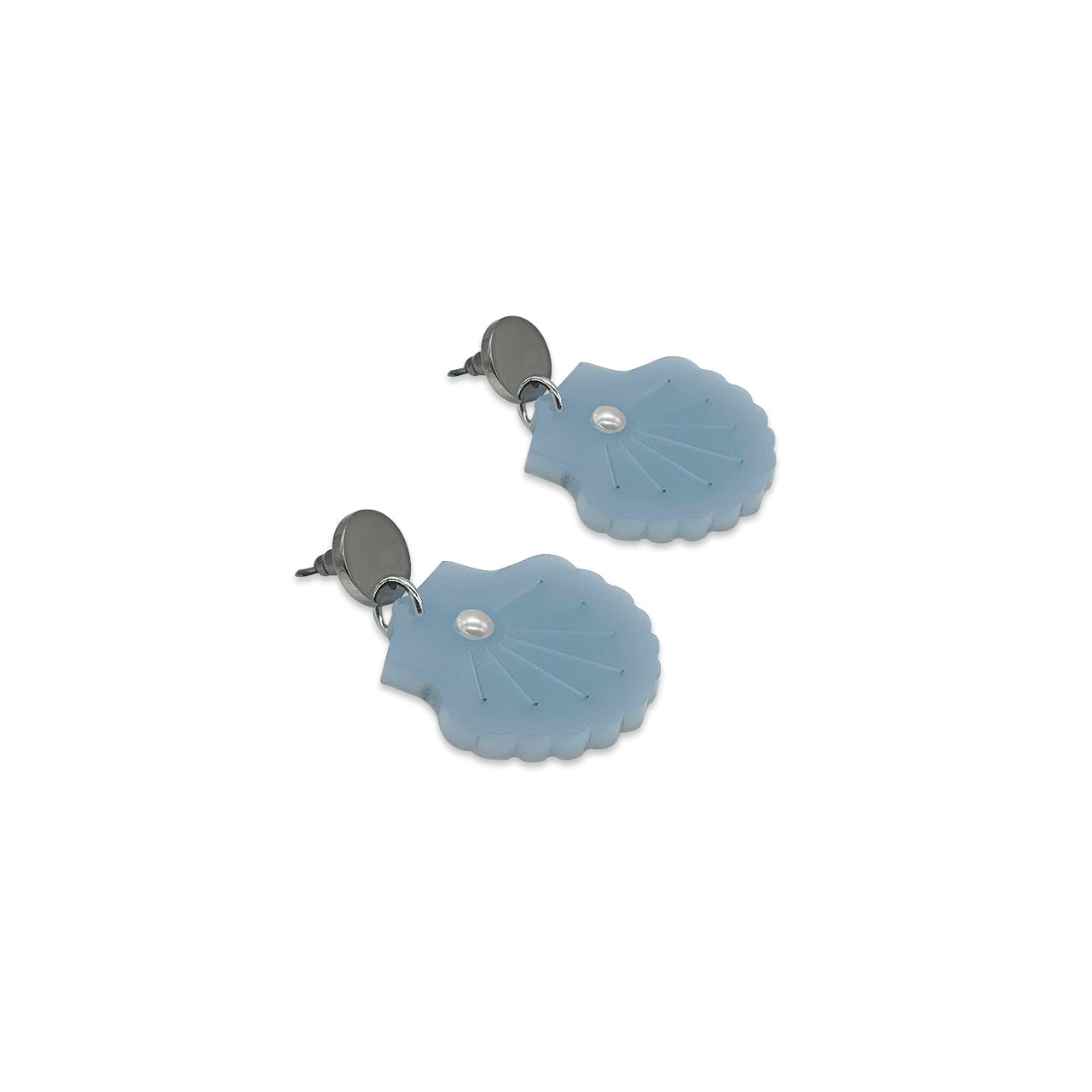 Large Shell Earrings - Baby Blue