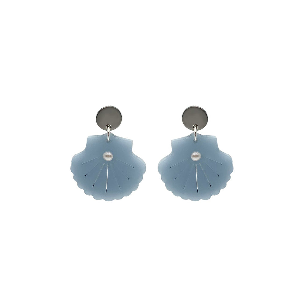 Large Shell Earrings - Baby Blue