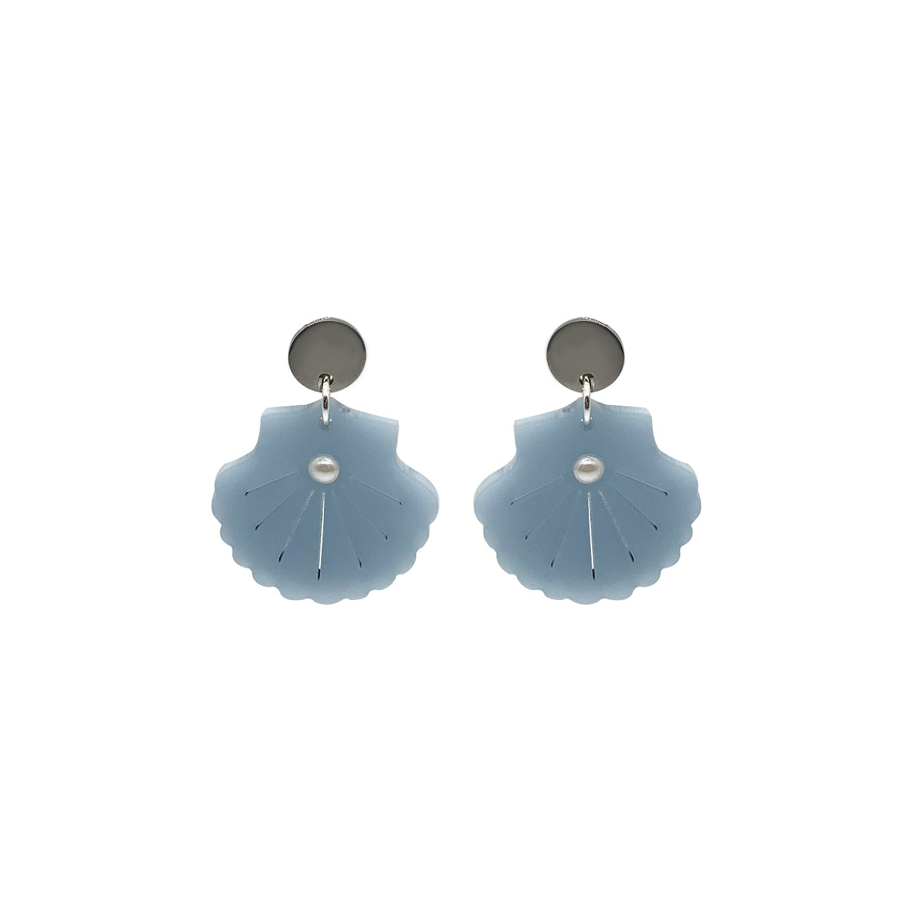 Large Shell Earrings - Baby Blue